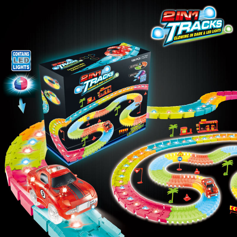 LED Light Track + Glow Track + LED Race Car